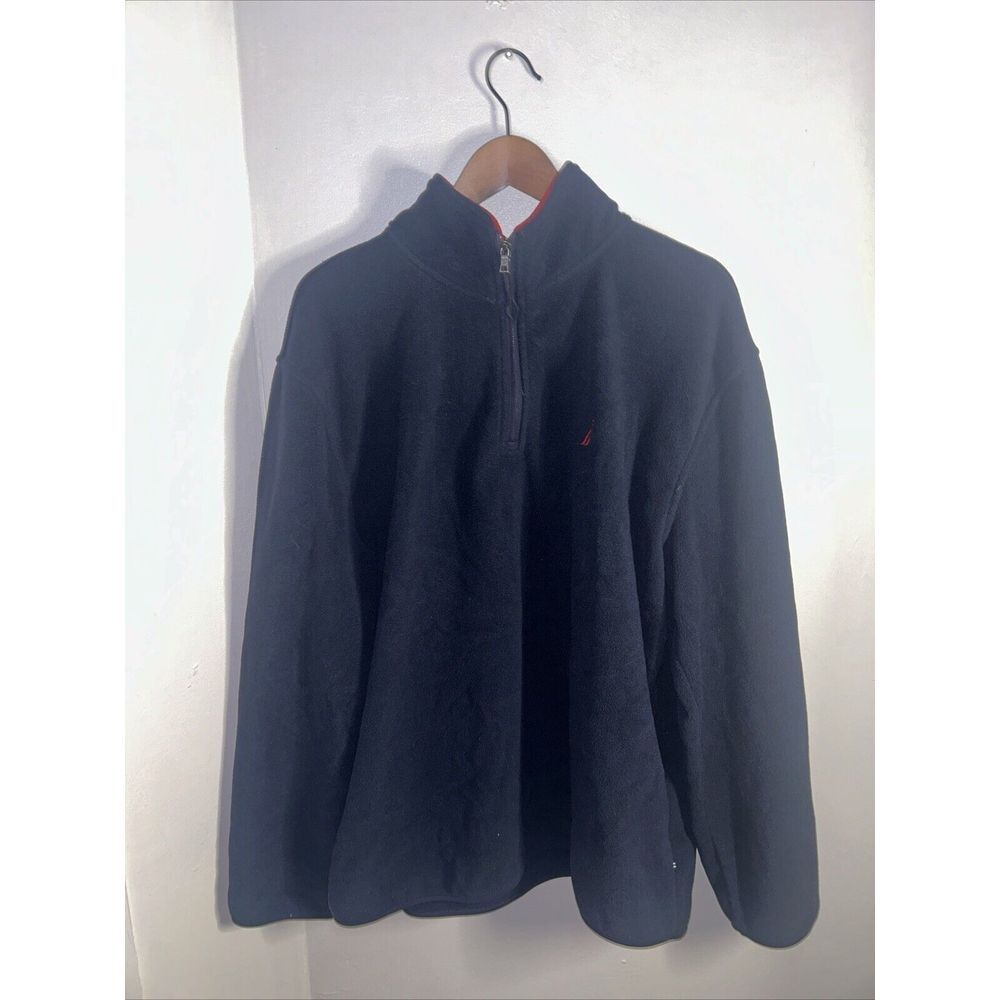 Nautica 1/4 Zip Sweatshirt Mens XL Blue Fleece Warm L/S Embroidered Logo